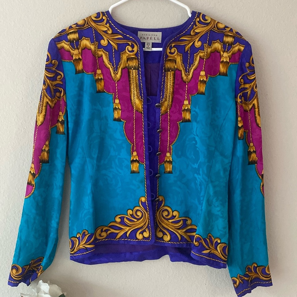 Vintage 💯 silk button up - Sz 8